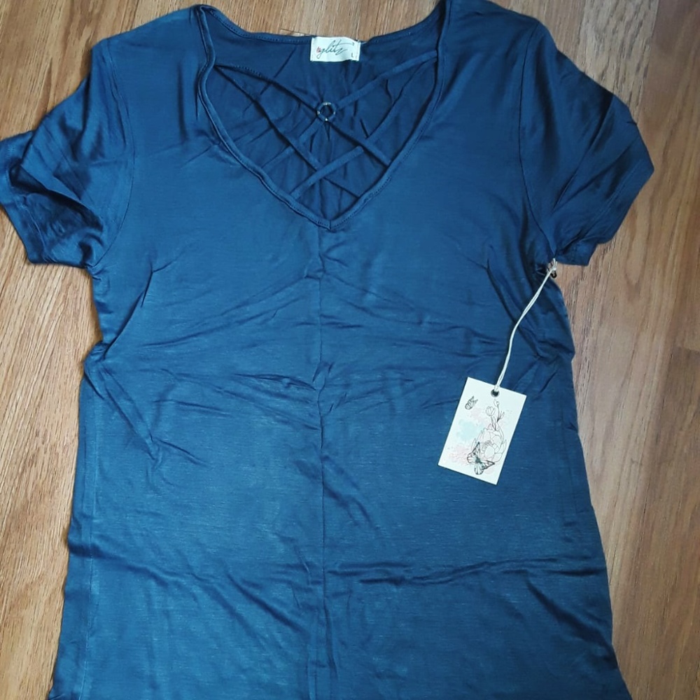 V-Neck Blue Gray T Shirt